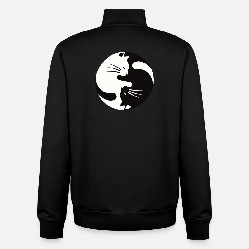 2 cats cuddle ,ying yang - Unisex Organic Zip Sweatshirt by Stanley/Stella - black