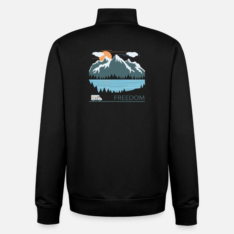 Camping - Sweat zippé unisexe en coton bio Stanley/Stella - noir