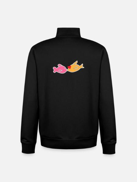 Kissing fish - Unisex Organic Zip Sweatshirt by Stanley/Stella - black