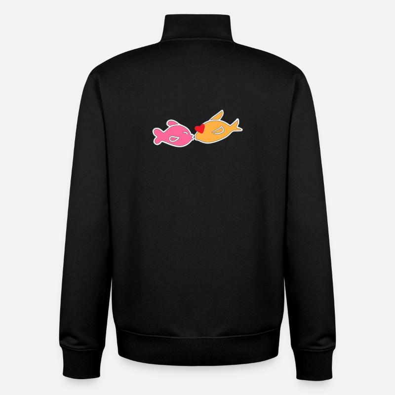 poissons baiser - Sweat zippé unisexe en coton bio Stanley/Stella - noir