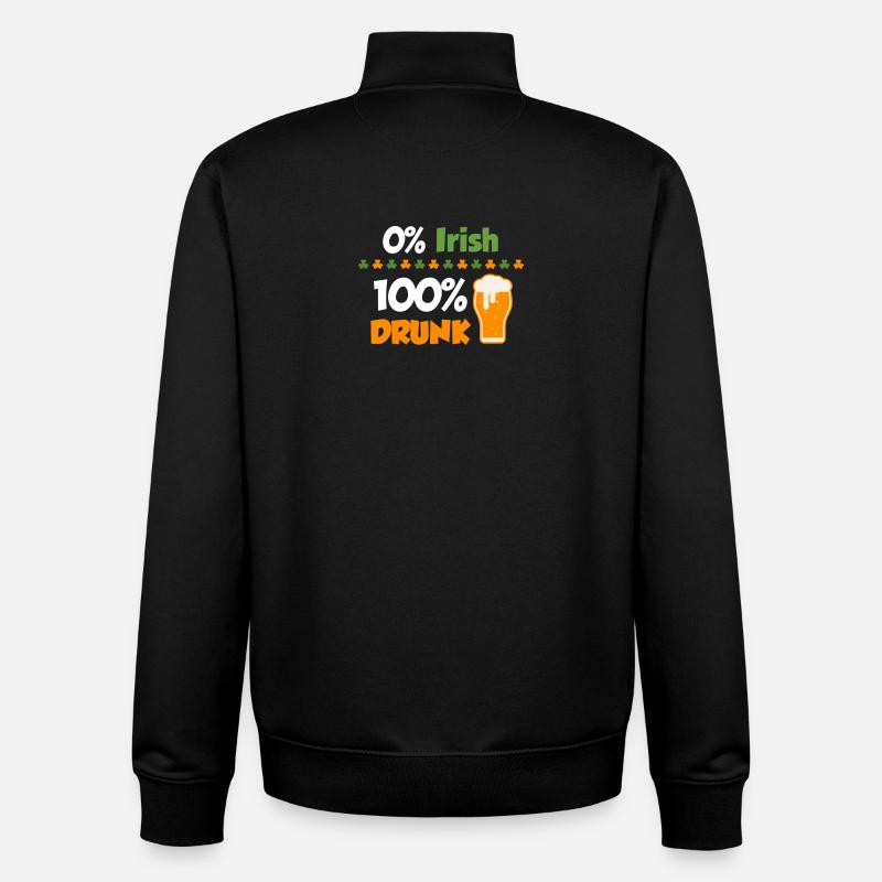 0% irlandais - bu 100%; Saint-Patrick - Sweat zippé unisexe en coton bio Stanley/Stella - noir