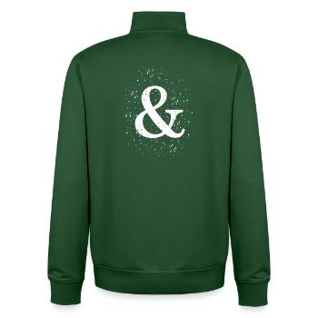 Ampersand grunge effect & ET sign - Unisex Organic Zip Sweatshirt by Stanley/Stella - bottle green - Back - AI Model Male 185 dark (185cm)