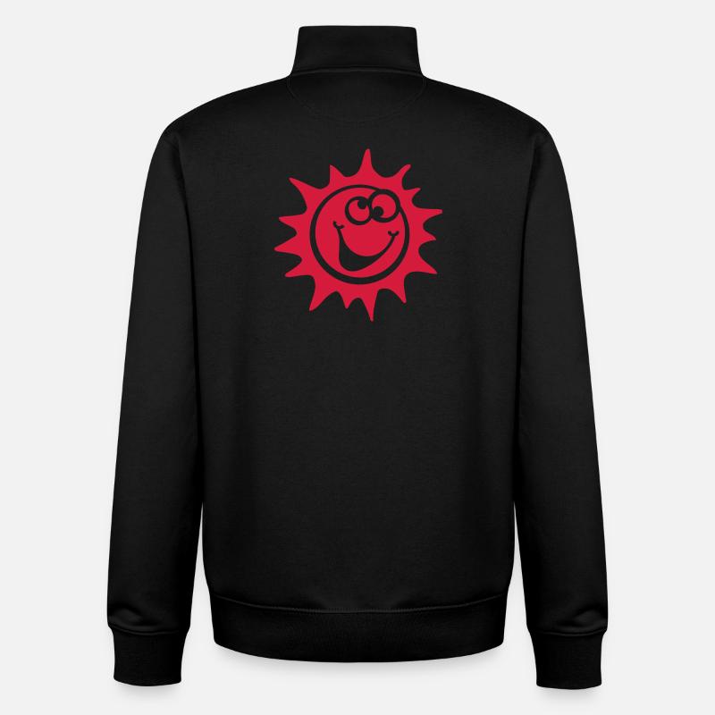 soleil smiley 1c - Sweat zippé unisexe en coton bio Stanley/Stella - noir