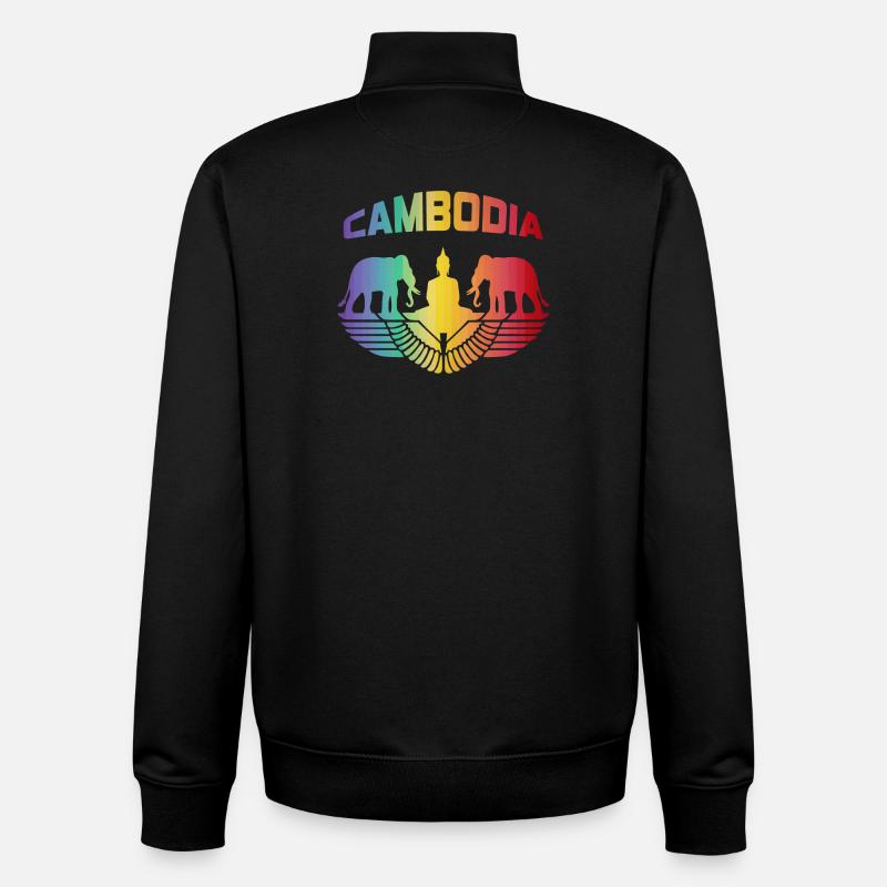 Cambodge éléphants avec Bouddha / Cadeau - Sweat zippé unisexe en coton bio Stanley/Stella - noir