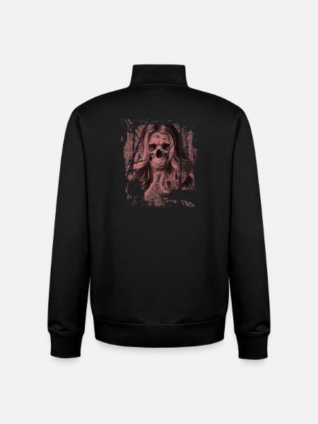 Skull fille rouge - Sweat zippé unisexe en coton bio Stanley/Stella - noir
