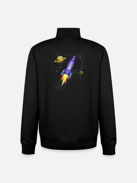 Rocket in space - Unisex Organic Zip Sweatshirt by Stanley/Stella - black