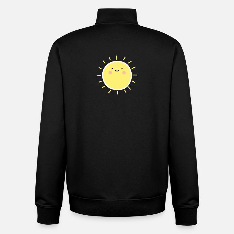 Sun smiley heureux - Sweat zippé unisexe en coton bio Stanley/Stella - noir