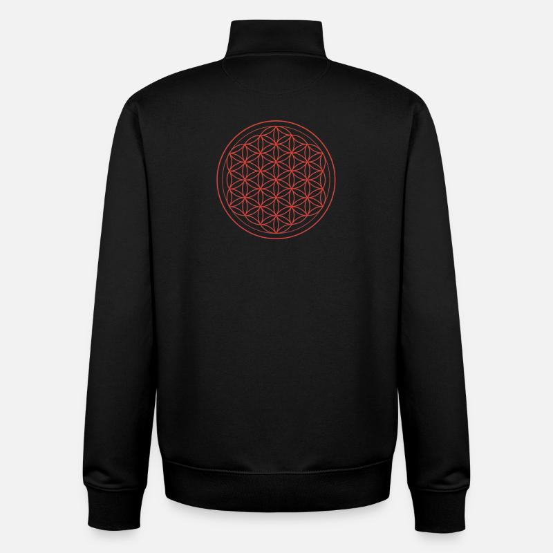 Blume des Lebens Muster in Rot - Unisex Organic Zip Sweatshirt von Stanley/Stella - Schwarz