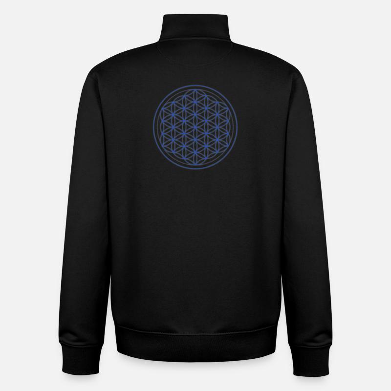 Blaugelb Blume des Lebens Kreis - Unisex Organic Zip Sweatshirt von Stanley/Stella - Schwarz
