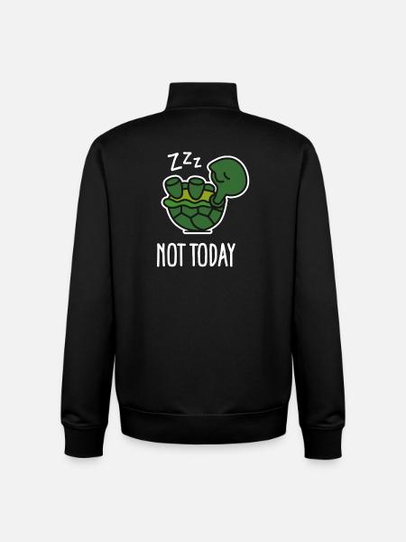Not today - cute sleeping lazy turtle, baby - Unisex Organic Zip Sweatshirt by Stanley/Stella - black