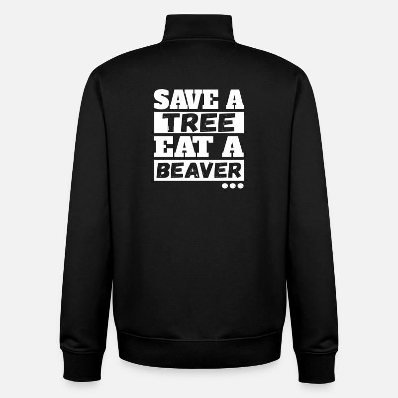 Save A Tree Eat A Beaver - Unisex Organic Zip Sweatshirt von Stanley/Stella - Schwarz