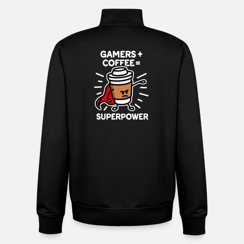 Spieler + Kaffee = Supermacht - Superheld - Held - Unisex Organic Zip Sweatshirt von Stanley/Stella - Schwarz