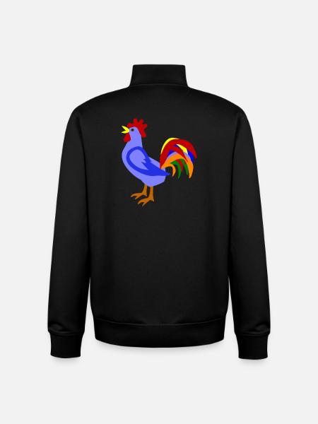 Farbenfroher Hahn im Kunstdesign - Unisex Organic Zip Sweatshirt von Stanley/Stella - Schwarz