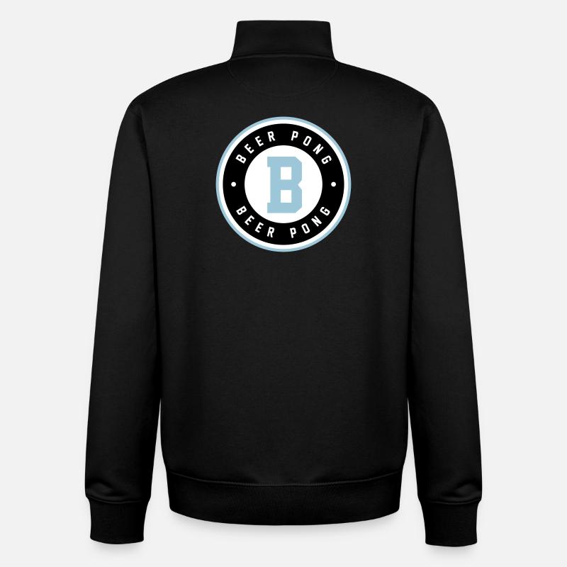 Logo bleu du badge Beer Pong - Sweat zippé unisexe en coton bio Stanley/Stella - noir