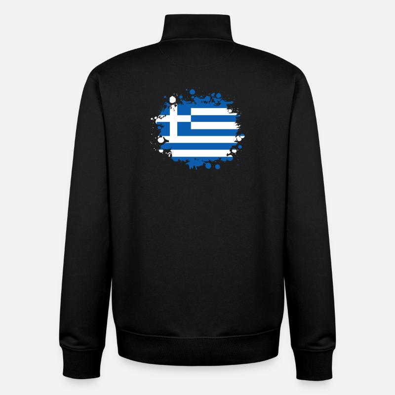 Grèce Taches / Cadeau Athènes Drapeau Greece - Sweat zippé unisexe en coton bio Stanley/Stella - noir