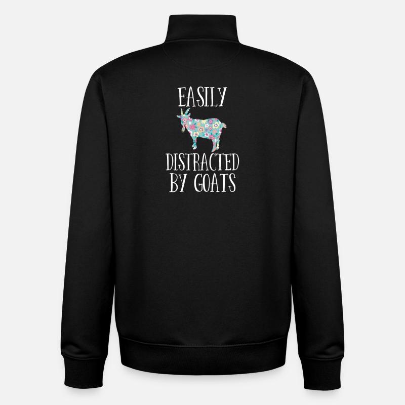 Facilement distrait par les chèvres - Sweat zippé unisexe en coton bio Stanley/Stella - noir