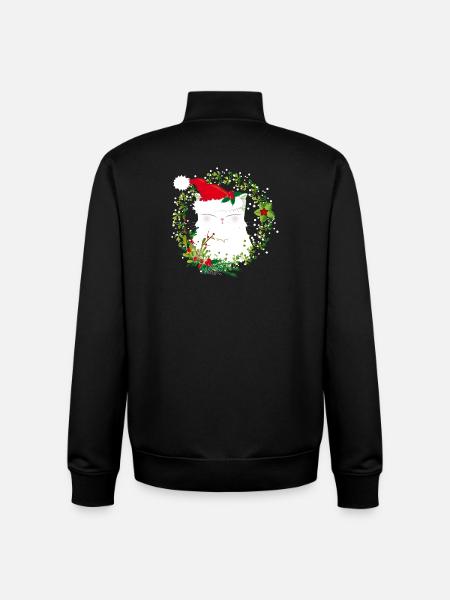 Chat de noel - Sweat zippé unisexe en coton bio Stanley/Stella - noir