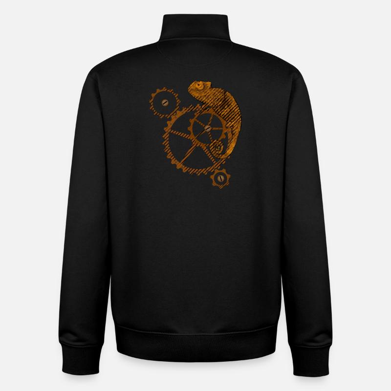 Steampunk Caméléon - Sweat zippé unisexe en coton bio Stanley/Stella - noir