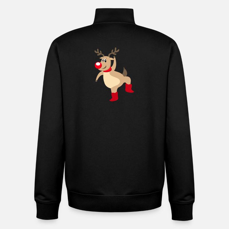 Rennes Rudolf Elch Noël Nez Rouge - Sweat zippé unisexe en coton bio Stanley/Stella - noir