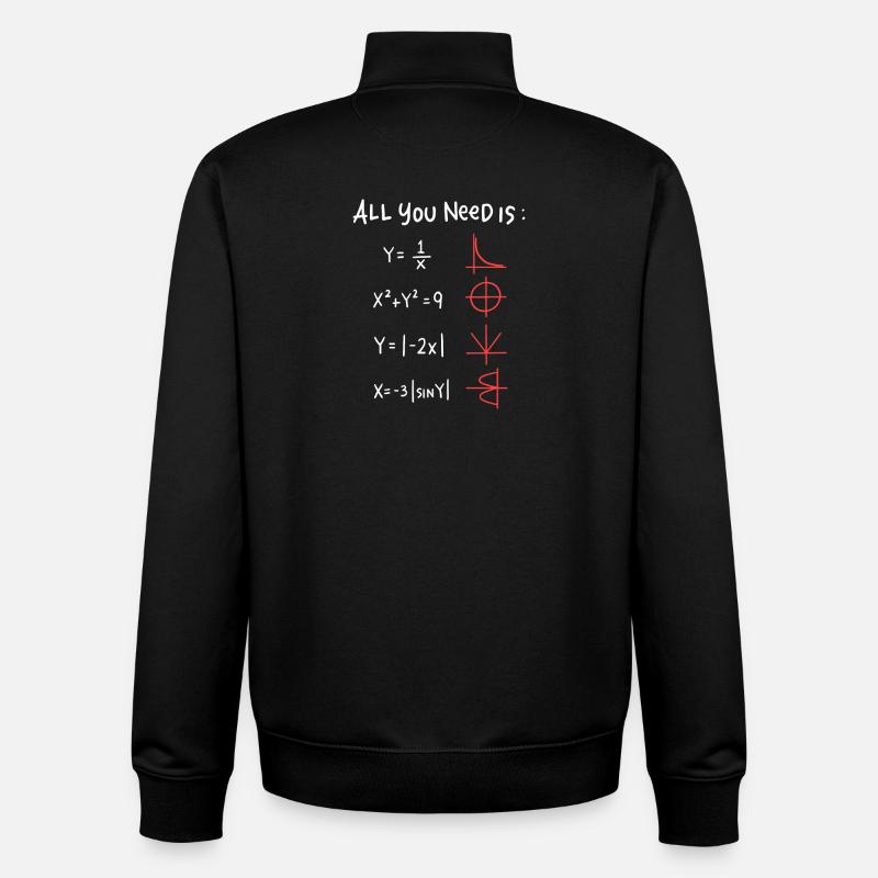 Tout ce dont tu as besoin, c’est de mathématiques néon - Sweat zippé unisexe en coton bio Stanley/Stella - noir
