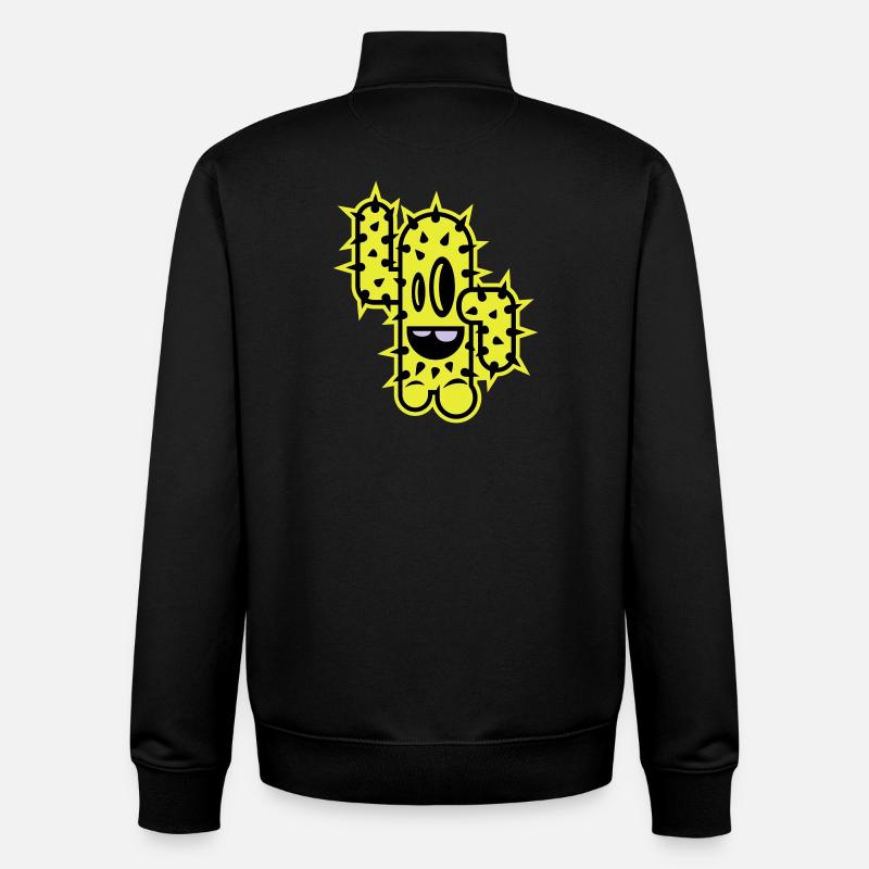 cactus high five comic - Unisex Organic Zip Sweatshirt by Stanley/Stella - black