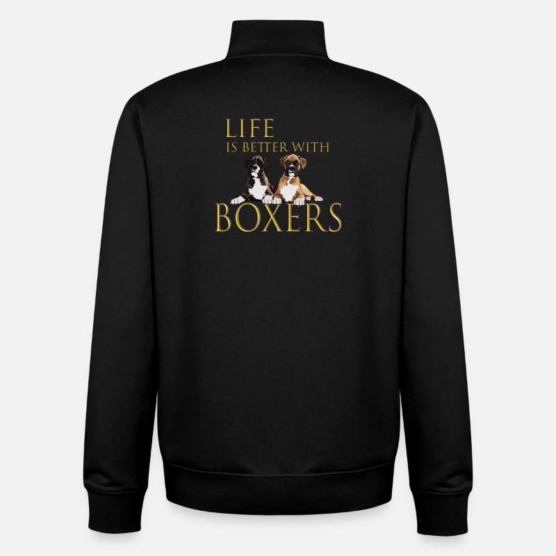 Boxerhundeleben ist mit Boxern besser - Unisex Organic Zip Sweatshirt von Stanley/Stella - Schwarz