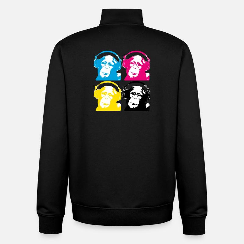 4 DJ monkeys - Sweat zippé unisexe en coton bio Stanley/Stella - noir