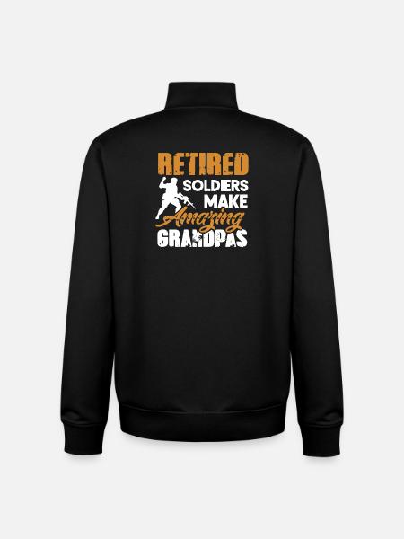 Retired Soliders Make Amazing Grandpas Shirt - Unisex Organic Zip Sweatshirt by Stanley/Stella - black