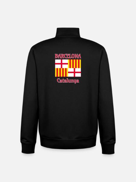 Drapeau de Barcelone en rouge, blanc et jaune - Sweat zippé unisexe en coton bio Stanley/Stella - noir