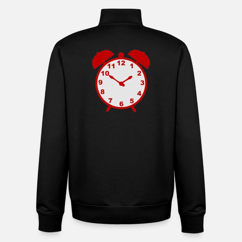 Réveil classique avec cadre rouge - Sweat zippé unisexe en coton bio Stanley/Stella - noir