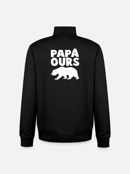 Wild papabear head in silhouette - Unisex Organic Zip Sweatshirt by Stanley/Stella - black