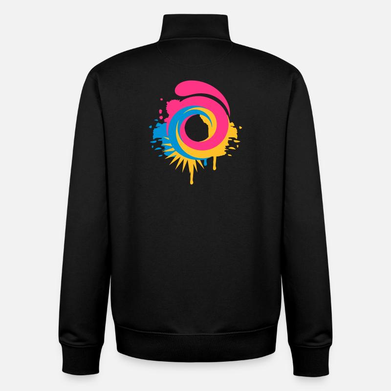 Un graffiti vortex - Sweat zippé unisexe en coton bio Stanley/Stella - noir