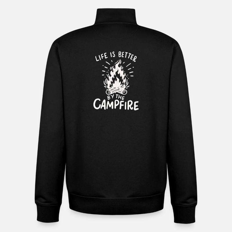 camping - Sweat zippé unisexe en coton bio Stanley/Stella - noir
