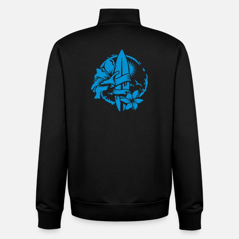 A surfboard with blossoms - Unisex Organic Zip Sweatshirt by Stanley/Stella - black