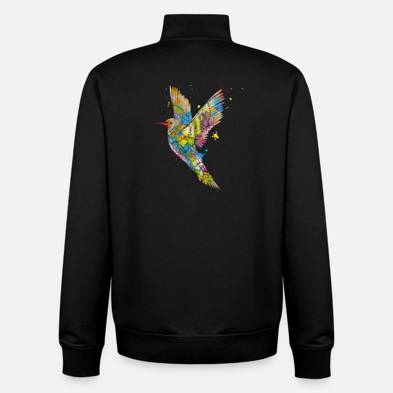 Graffiti de Colibri - Sweat zippé unisexe en coton bio Stanley/Stella - noir