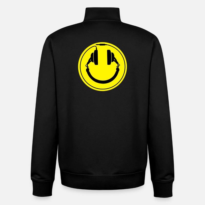 Smiley-Kopfhörer - Unisex Organic Zip Sweatshirt von Stanley/Stella - Schwarz