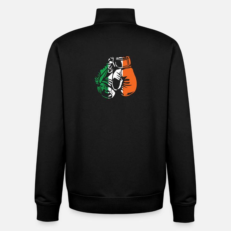 Boxe Drapeau irlandais - Sweat zippé unisexe en coton bio Stanley/Stella - noir