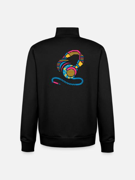 Headphones of patterns and stripes - Unisex Organic Zip Sweatshirt by Stanley/Stella - black