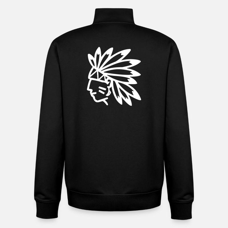 Chef des lndiens - Sweat zippé unisexe en coton bio Stanley/Stella - noir