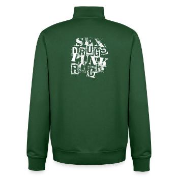 punk rock - Unisex Organic Zip Sweatshirt by Stanley/Stella - bottle green - Back - AI Model Male 185 dark (185cm)