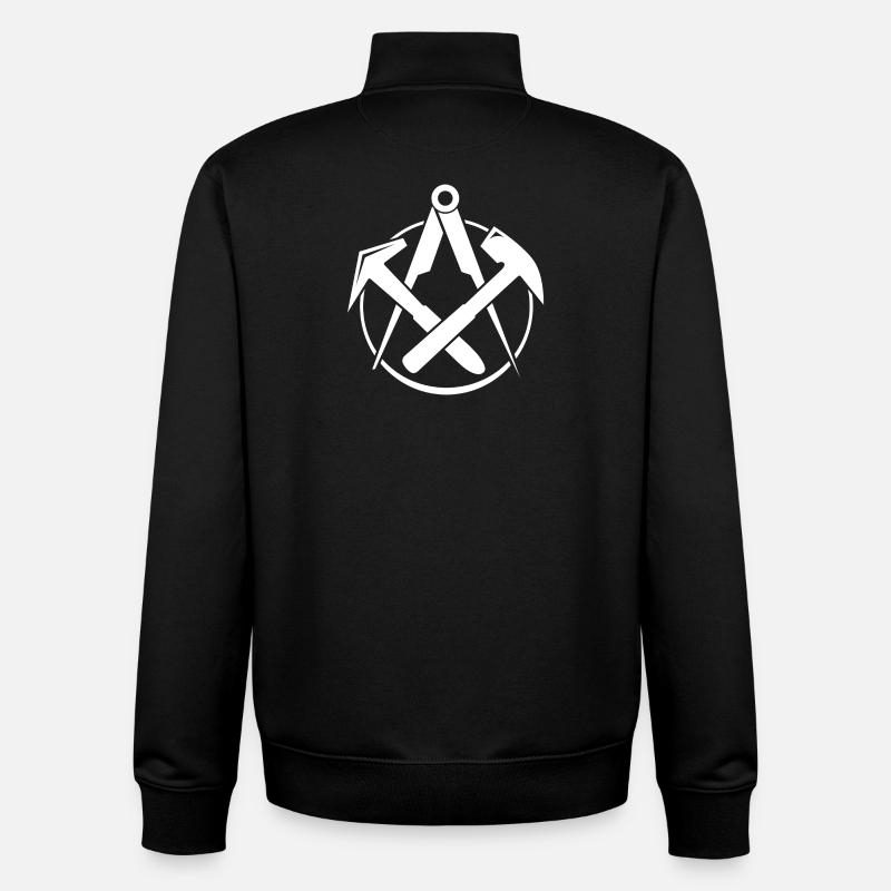 Roofing Logo - White - Unisex Organic Zip Sweatshirt by Stanley/Stella - black