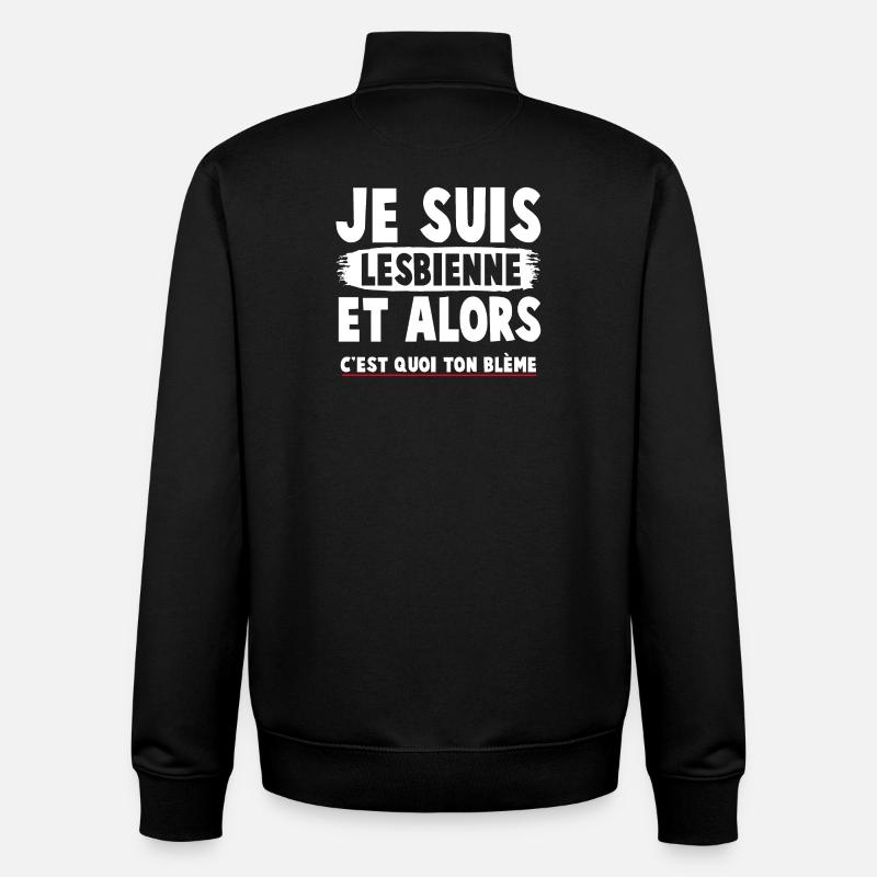 Humorous feminist t-shirt with a committed message - Unisex Organic Zip Sweatshirt by Stanley/Stella - black