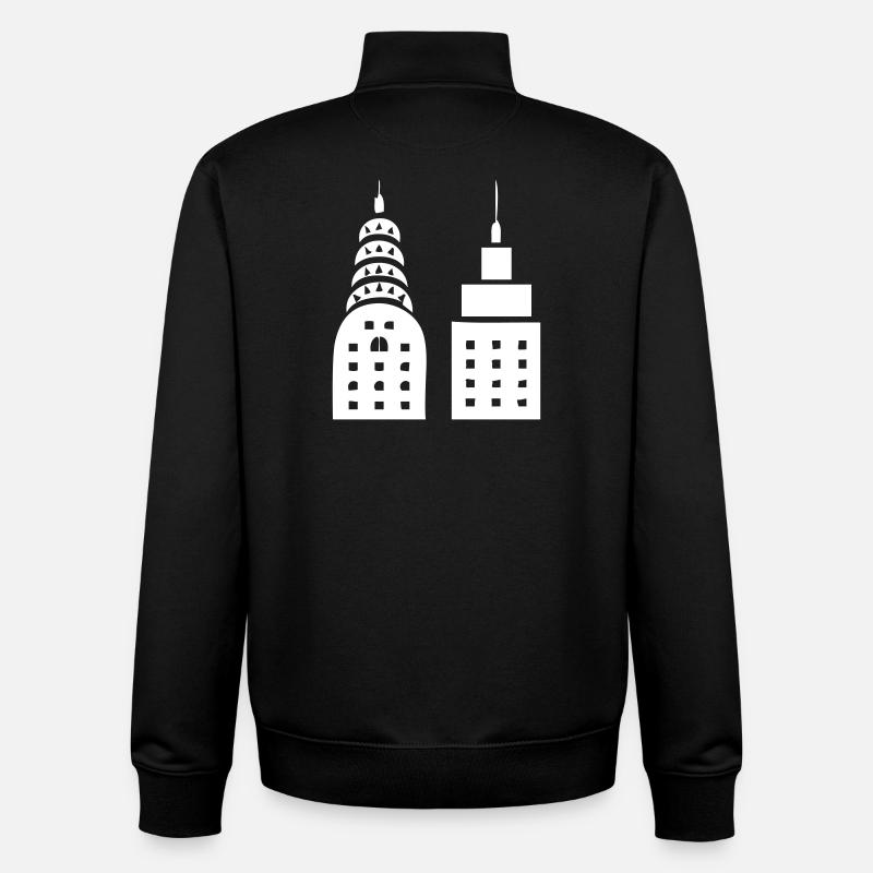 Gratte-ciel gratte-ciel gratte-ciel - Sweat zippé unisexe en coton bio Stanley/Stella - noir