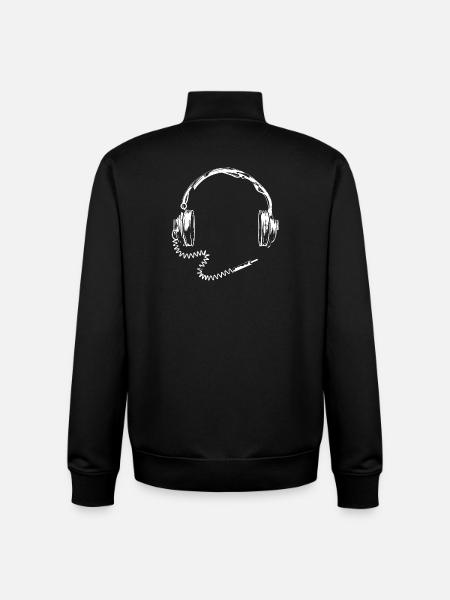 Retro headphones with cable - Unisex Organic Zip Sweatshirt by Stanley/Stella - black