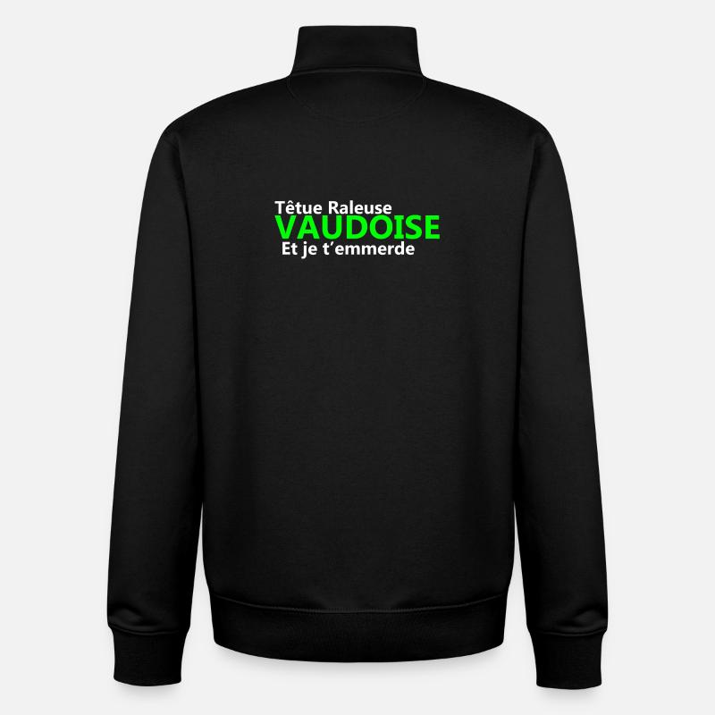 Stubborn grumpy Vaudoise - Unisex Organic Zip Sweatshirt by Stanley/Stella - black