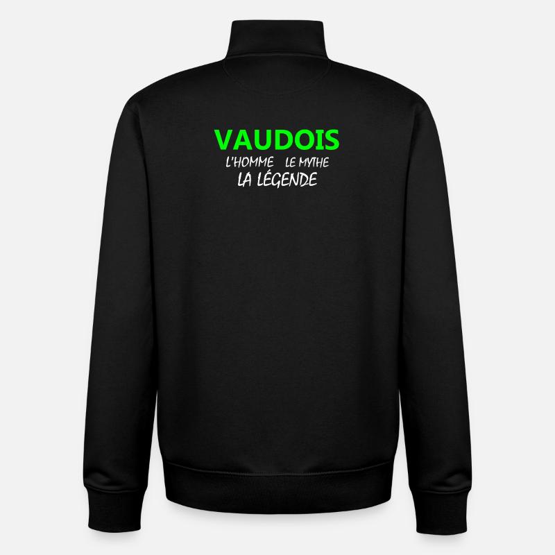 Vaudois Legend Pattern - Unisex Organic Zip Sweatshirt by Stanley/Stella - black