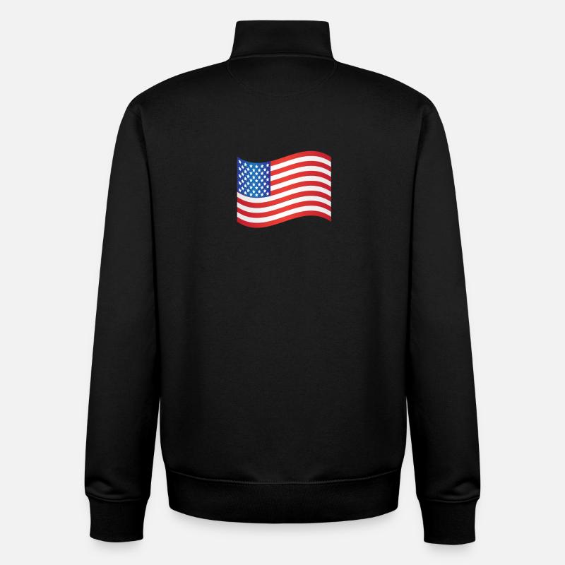 Drapeau américain - Sweat zippé unisexe en coton bio Stanley/Stella - noir