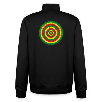 Cercle de couleur Rasta effet vintage Jah - Sweat zippé unisexe en coton bio Stanley/Stella - noir - Dos - AI Model Male 185 light (185cm)