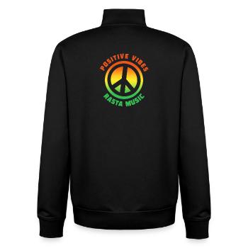 Ondes positives Rastamusic Paix - Sweat zippé unisexe en coton bio Stanley/Stella - noir - Dos - AI Model Male 185 light (185cm)