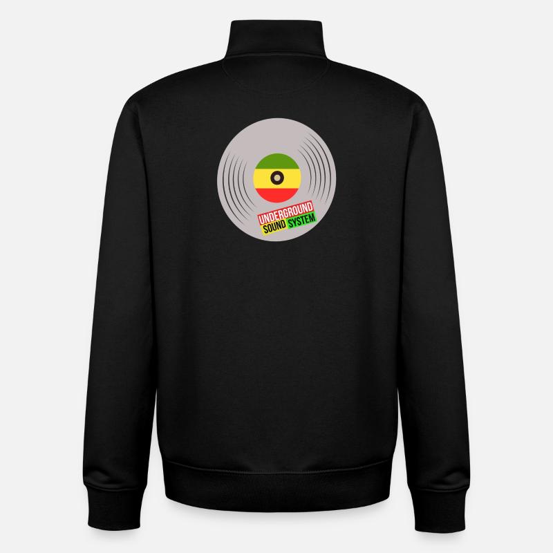 Système sonore vinyle souterrain - Sweat zippé unisexe en coton bio Stanley/Stella - noir